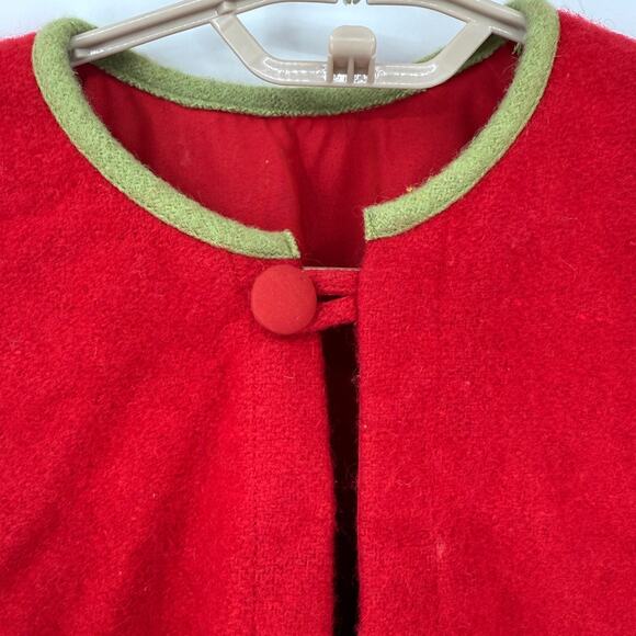 Restoration Hardware RH Vintage Red Wool Christmas Tree Skirt Holly Pompoms 54" - Picture 5 of 9